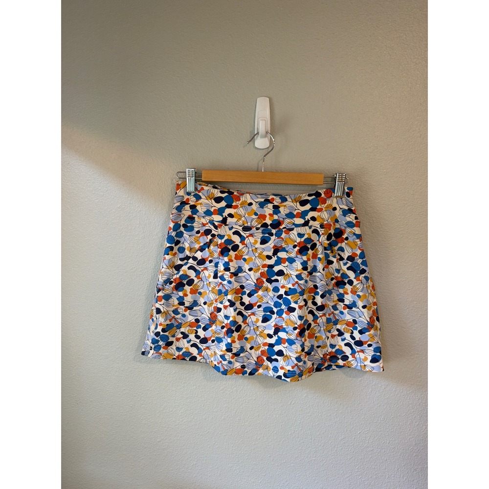 Athletic Skort Women Size M Abstract Floral Print Blue Orange Active Tennis Golf